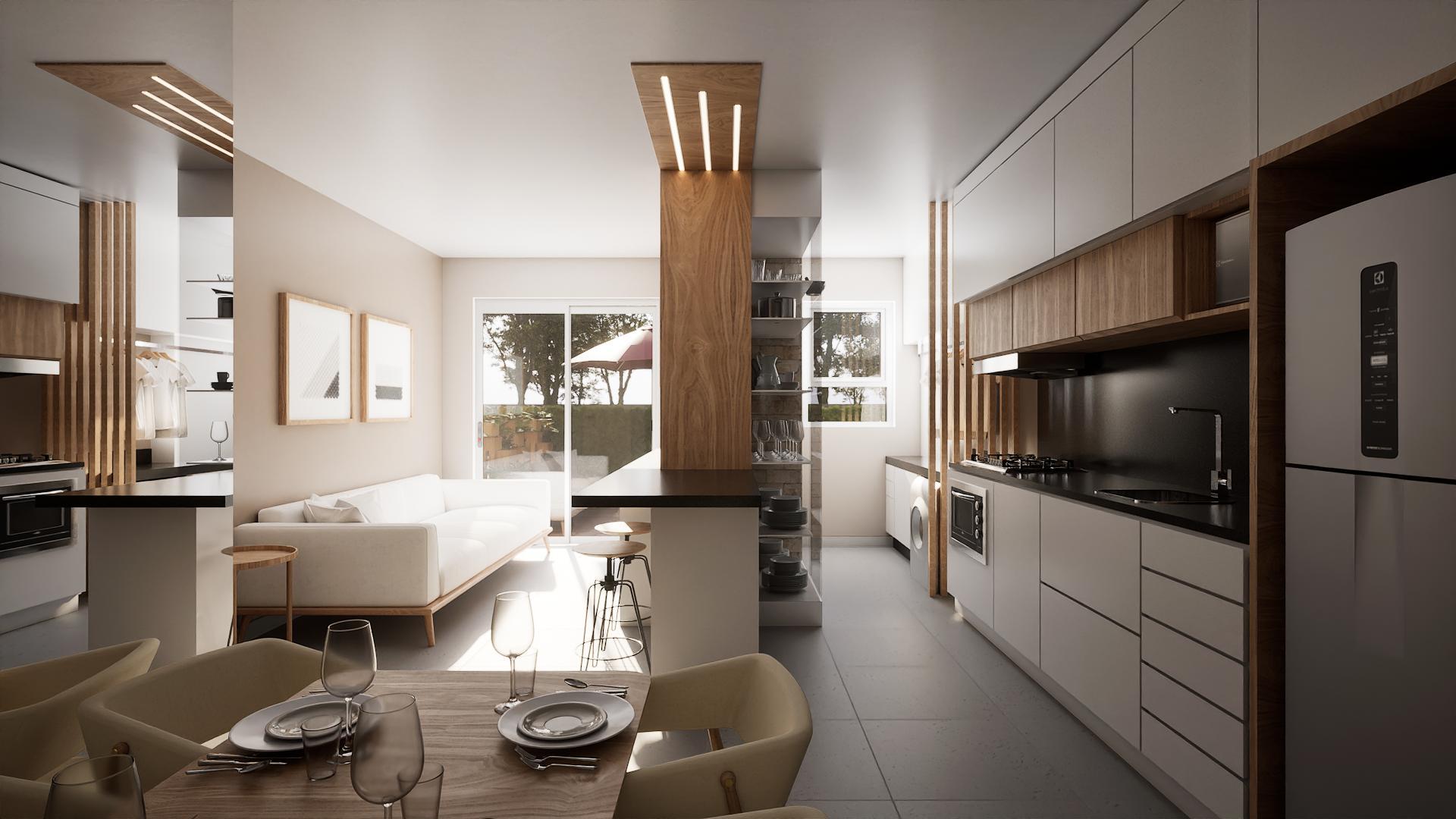 Sala e cozinha integradas